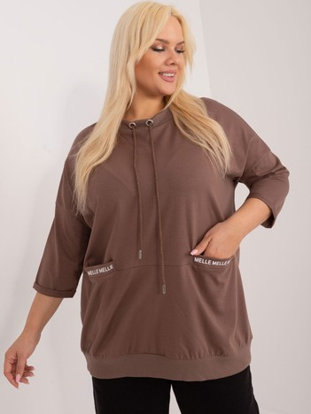 Hnědá plus size tuniková mikina POCKETTA