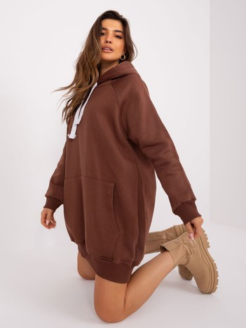 Hnědá dlouhá oversize basic mikina – HILETTA