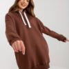 Hnědá dlouhá basic mikina s kapsami – YVAESSA