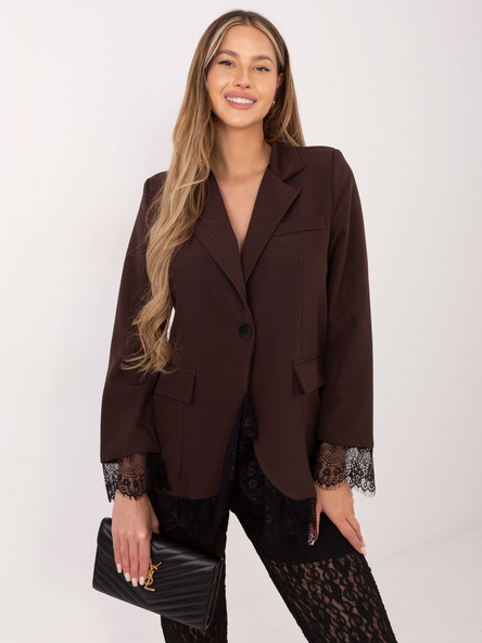 Hnědé krajkové elegantní sako – QILIANA