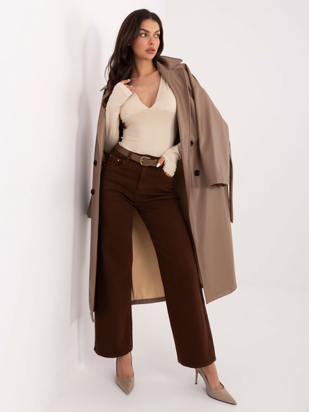 Hnědé straight leg džíny s vysokým pasem – MAURELIA
