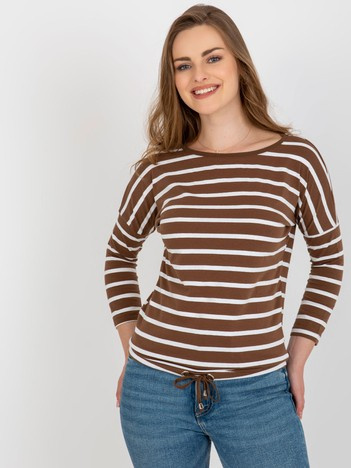 Bílo-hnědý pruhovaný top BROWNSTRIPE