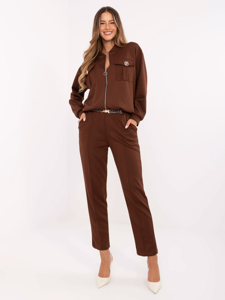Hnědý casual komplet s oversize mikinou – PHILINA