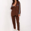 Hnědý casual komplet s lampasy RUE PARIS – VIORENNE