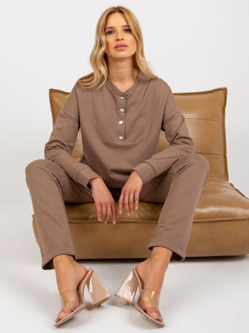 Hnědý casual komplet s oversize mikinou – ANEMONE