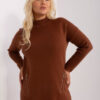 Hnědý plus-size svetr PRANVERA s ozdobnými zipy