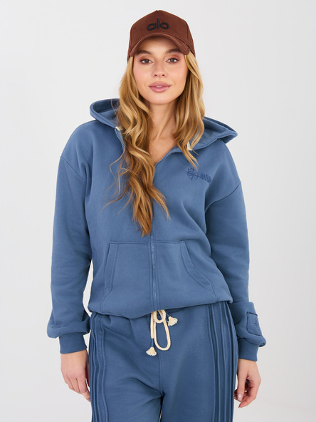 Tlumeně modrá oversize mikina s kapucí NATURAL SIDE – AVRINA