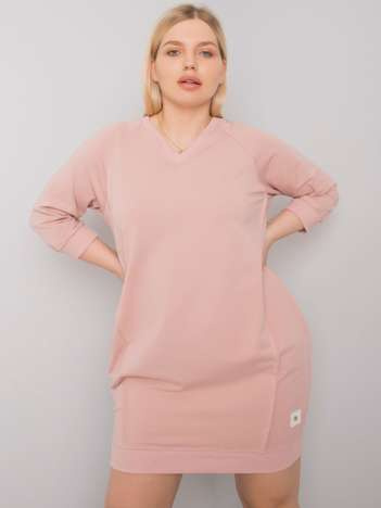 Světle růžové plus size šaty KARISSA s kapsami