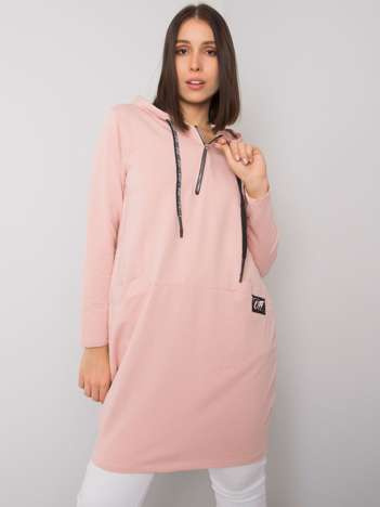 Světle růžová plus size tunika UMBRIA s kapucí