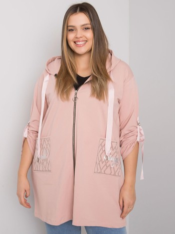 Starorůžová plus-size mikina Zurich na zip – IOLARA