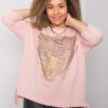 Světle růžový plus size top HERMELIS s aplikací