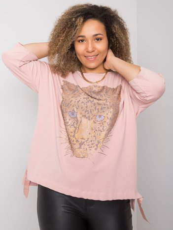 Světle růžový plus size top HERMELIS s aplikací