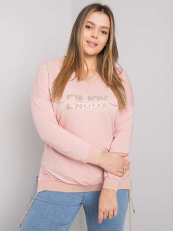 Starorůžová plus size mikina LILAVIE s nápisem