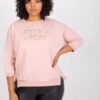 Starorůžová plus size mikina CORDELISE s nápisem