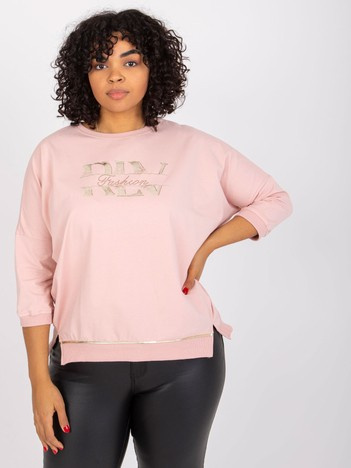 Starorůžová plus size mikina CORDELISE s nápisem