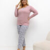 Tmavě růžové bavlněné pyžamo JANNIE plus size