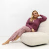 Tmavě růžové bavlněné pyžamo GIUSEPPA plus size s kapsičkou