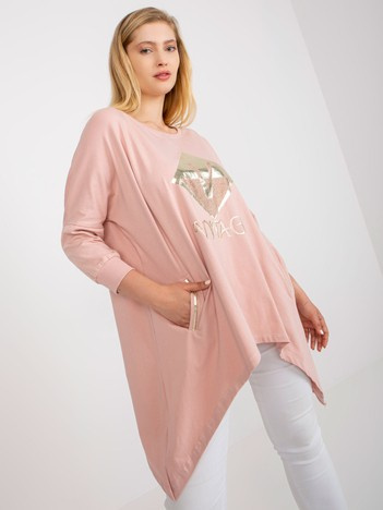 Starorůžová plus size tunika POCKETTA s kapsami