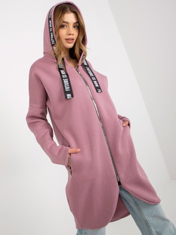 Starorůžová dlouhá propínací oversize mikina – WENELLA