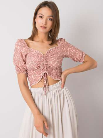 Starorůžová květovaná crop halenka BREANORA
