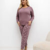 Tmavě růžové bavlněné pyžamo ROZÁLIA plus size s knoflíčky u výstřihu
