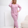 Tmavě růžové pyžamo PHYLLIS plus size s puntíky