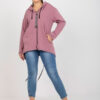 Starorůžová propínací mikina plus size se zipem – RINELIA