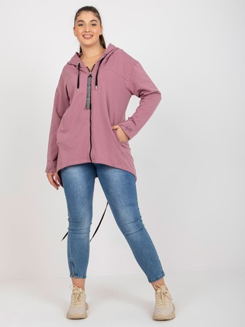 Starorůžová propínací mikina plus size se zipem – RINELIA