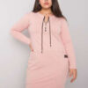 Světle růžové plus size sportovní šaty ORIELLE s kapsami