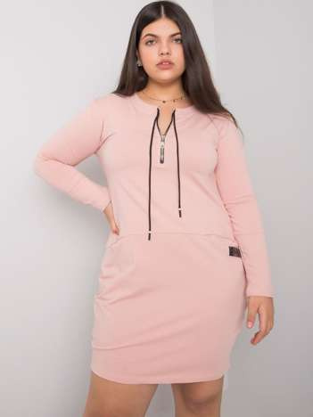 Světle růžové plus size sportovní šaty ORIELLE s kapsami