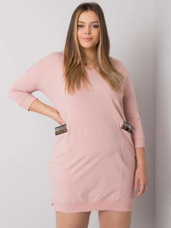 Světle růžové plus size sportovní šaty SUSAN s kapsami