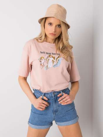 Starorůžové tričko GALINA Jasmine RUE PARIS s potiskem