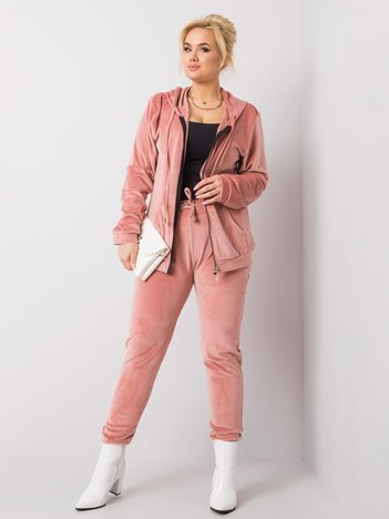 Starorůžový velurový komplet Michell Plus size – BASISE