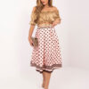 Broskvově hnědá puntíkovaná midi sukně s páskem – MIRORIA