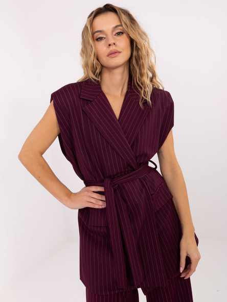 Vínová elegantní vesta NITA RUE PARIS s páskem