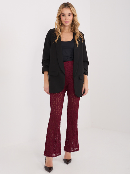 Vínové krajkové kalhoty s podšívkou pro večerní styling – IREESSA