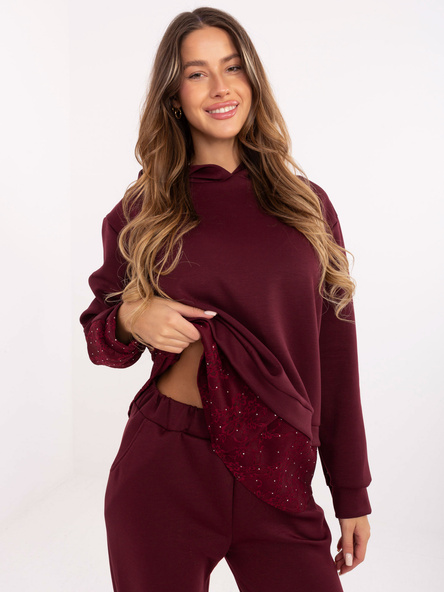 Vínový komplet s oversize mikinou – ADAARA