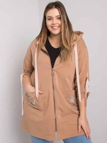 Camel plus-size mikina Zurich na zip – IOLARA