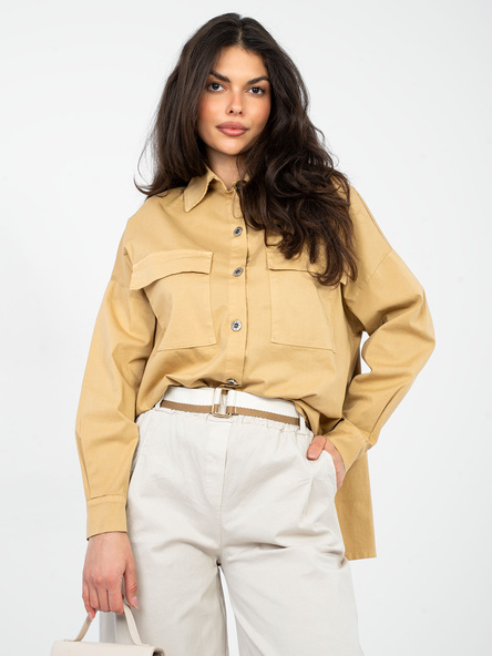 Camelová oversize košile ITALY MODA s kapsami – ARABELINA