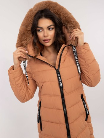 Camel dlouhá zimní bunda s kapucí – SOLETTA