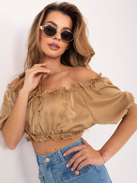 Velbloudí crop halenka RUFFLORA s volány