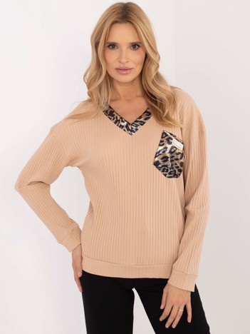 Velbloudí top LEORETTA s leopardími detaily