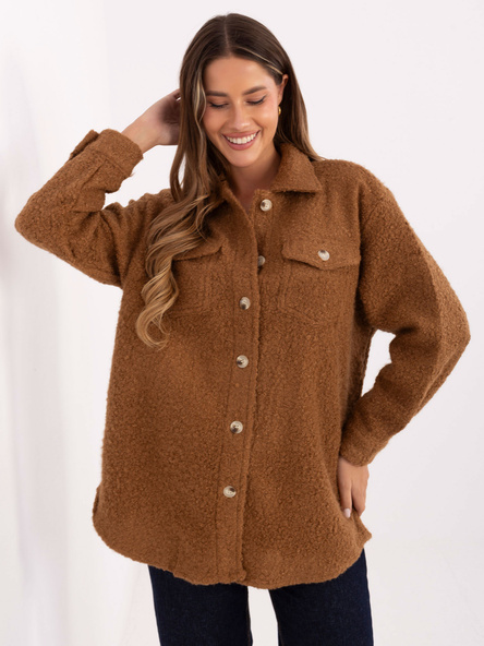 Camel svrchní košile bouclé s kapsami – QUNEAELLE