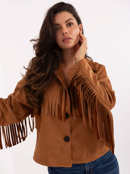 Camel semišová bunda s límcem – MIREVA