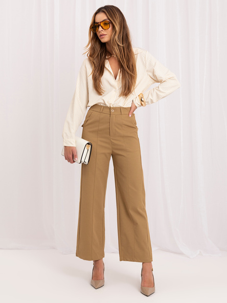 Camel wide-leg kalhoty s páskem – MAVORA