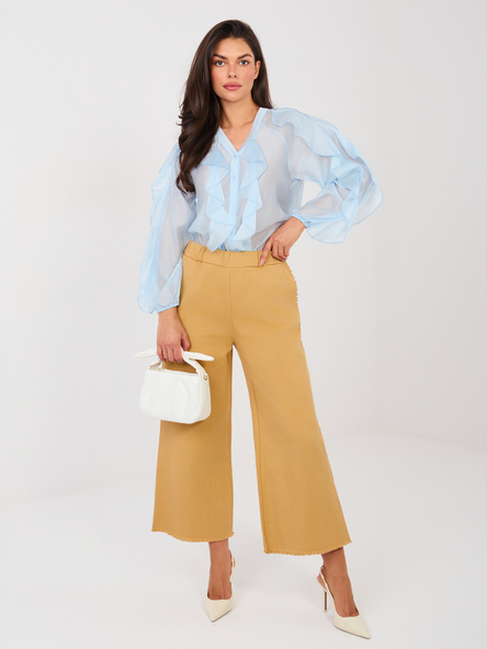 Camel wide-leg džíny bez zapínání – JENERIA
