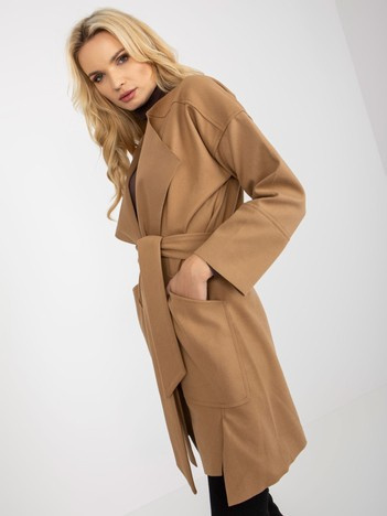 Camel tenký kabát OCH BELLA s vázáním – NORELLE