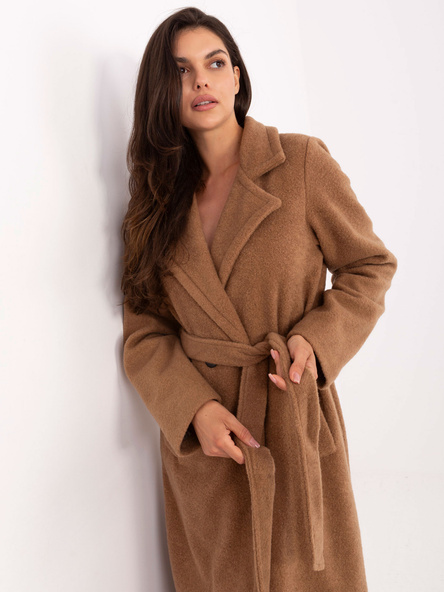 Camel boucle kabát s kapsami – PERENIA