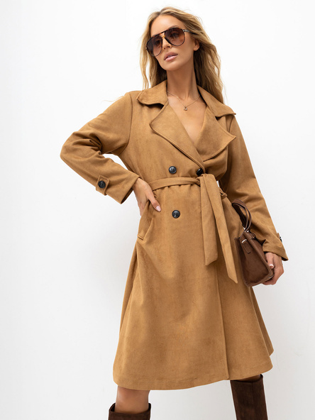 Camel dámský kabát ITALY MODA se semišovým efektem – QUAARA