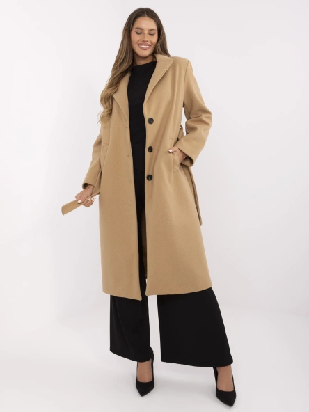 Camel kabát ITALY MODA s vázacím páskem – OPHYSSA